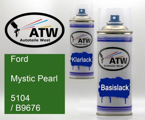 Ford, Mystic Pearl, 5104 / B9676: 400ml Sprühdose + 400ml Klarlack - Set, von ATW Autoteile West.